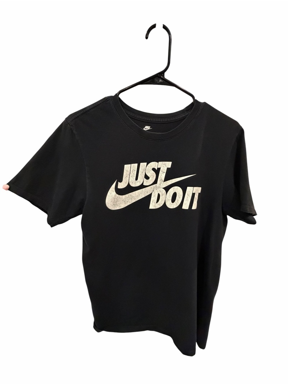 Nike Black Kids Short Sleeve Tee with White 'Just Do It' Logo